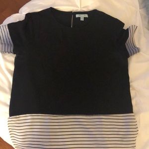 Black and white striped / solid blouse